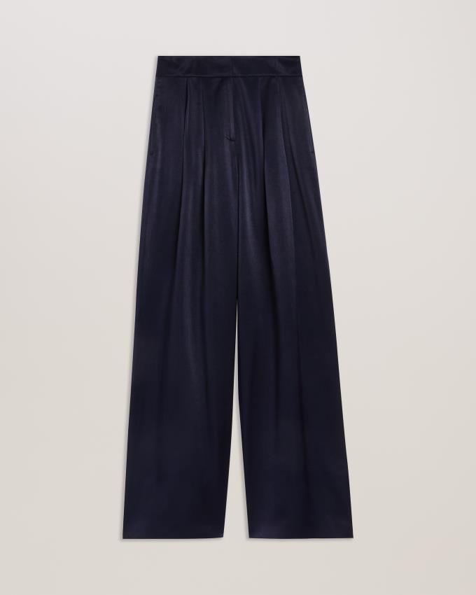 Pantalon Ted Baker Satin Wide Leg Tailored Bleu Marine Femme | CBI-40526523